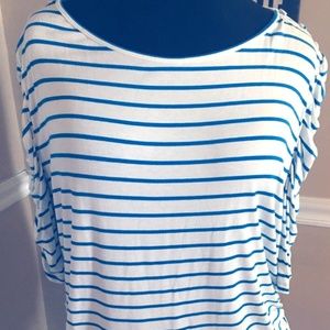 New Directions 3x striped top plus sz white / teal